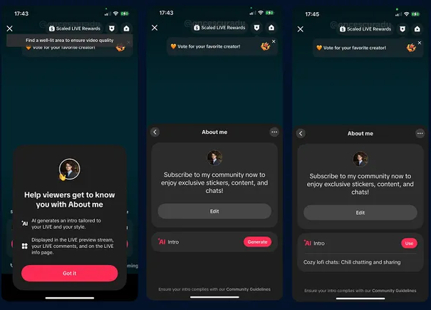 TikTok直播推出AI驱动的直播简介