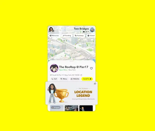 Snapchat 推出地点忠诚度徽章,奖励频繁访问 Snap Map 的用户