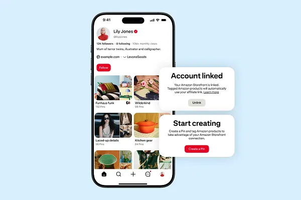 Pinterest 推出亚马逊店铺链接功能,简化创作者联盟营销