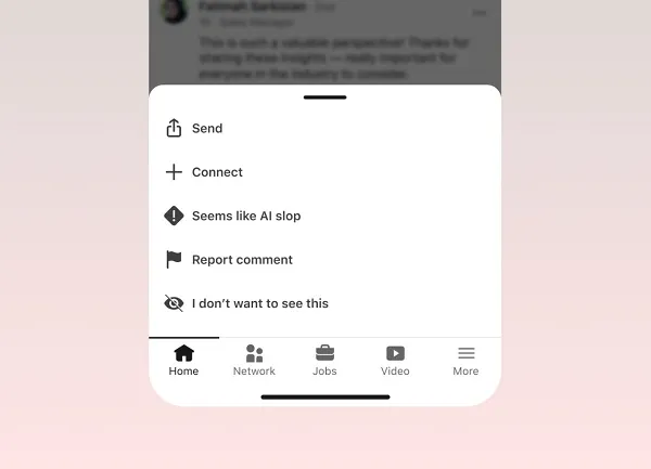 LinkedIn 推出举报 AI 生成内容功能,测试“AI 垃圾”标记选项